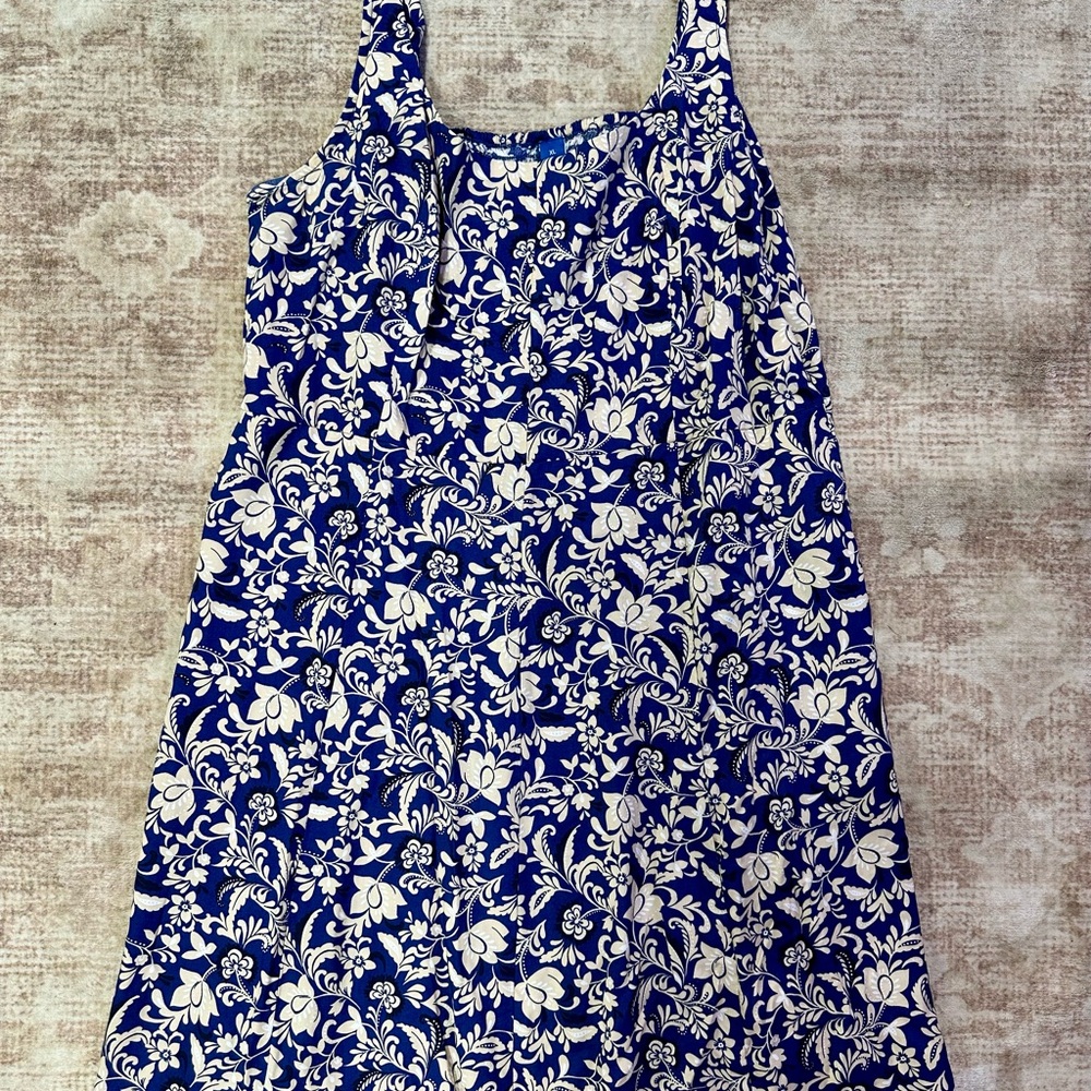 Navy and Tan Floral Dress